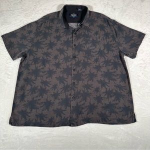 Nat Nast Shirt Men Size XXL Short Sleeve Single Pocket Silk Blend Hawaiian Palms